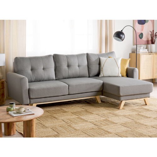 Beliani Sofa Bed 3 Seater SIRO Fabric Grey with Storage Left Hand 1