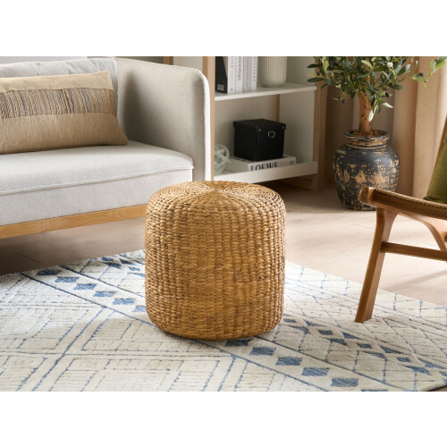 Beliani Pouffe BICHIR II Water Hyacinth Light Brown 1