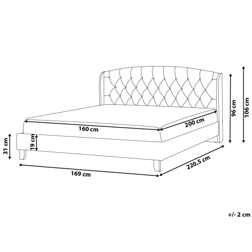 Beliani Bed Fabric BORDEAUX 160 x 200 cm (EU King Size) Light Grey 2