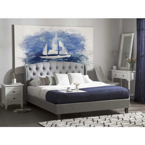 Beliani Bed Fabric BORDEAUX 160 x 200 cm (EU King Size) Light Grey 1