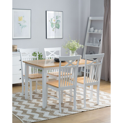 Beliani Set of 2 Dining Chairs HOUSTON Wood White 2