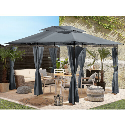 Beliani Gazebo COLOS 400 cm 300 cm Metal Graphite Grey 2
