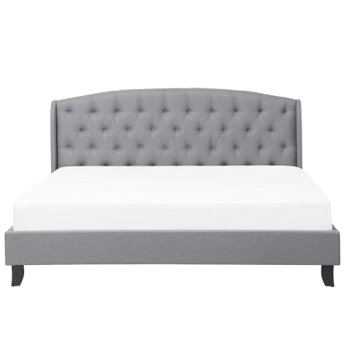 Beliani Bed Fabric BORDEAUX 180 x 200 cm (EU Super King) Light Grey 2