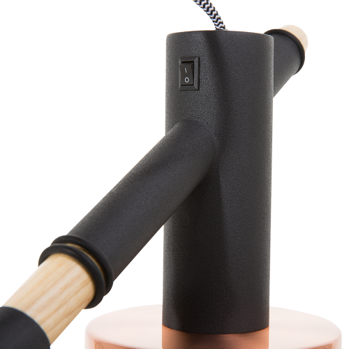 Beliani Floor Lamp OWENS Adjustable Oak Wood Black 1
