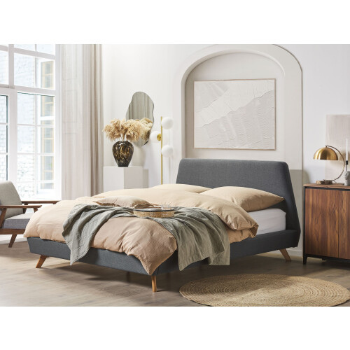 Beliani Bed Fabric VIENNE 180 x 200 cm (EU Super King) Grey 1