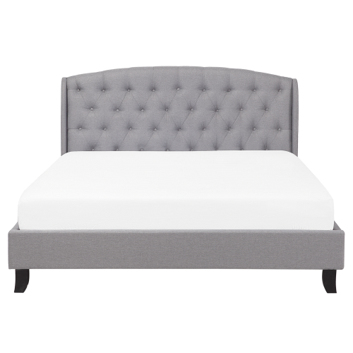 Beliani Bed Fabric BORDEAUX 160 x 200 cm (EU King Size) Light Grey 2