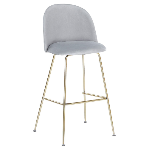 Beliani Set of 2 Bar Chairs ARCOLA Velvet Light Grey 2