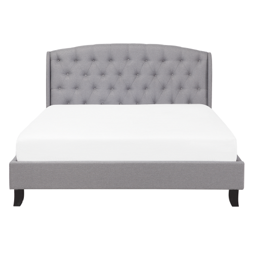 Beliani Bed Fabric BORDEAUX 140 x 200 cm (EU Double) Light Grey 2