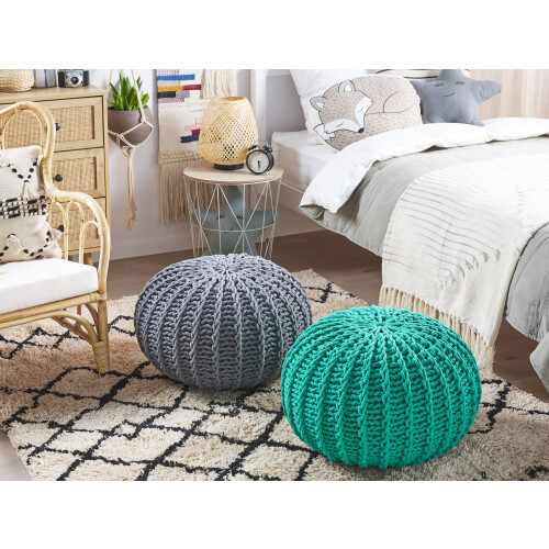 Beliani Pouffe CONRAD Cotton Dark Grey 1