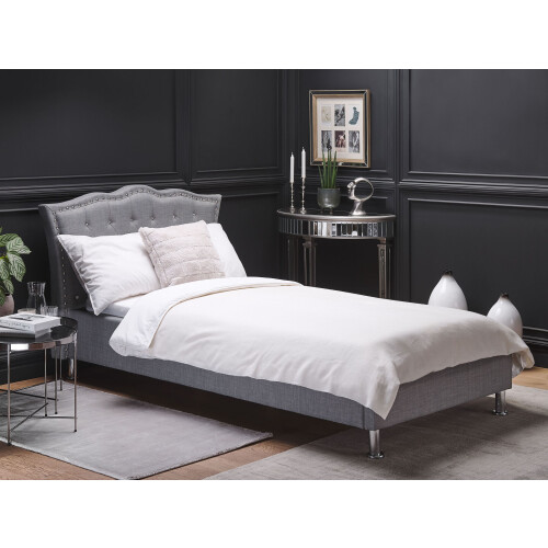 Beliani Bed Fabric METZ 90 x 200 cm (EU Single) Light Grey 1