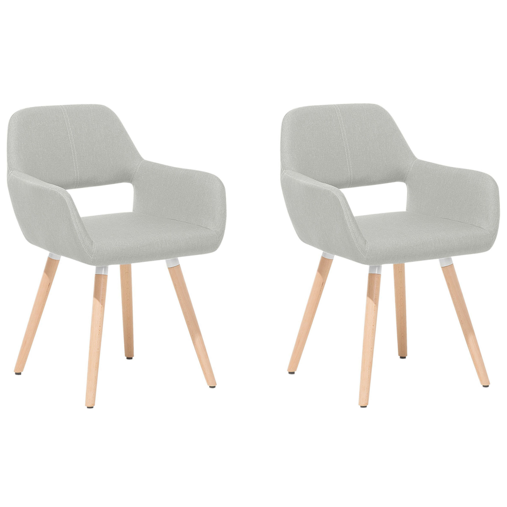 Set of 2 Dining Chairs CHICAGO Fabric Light Grey