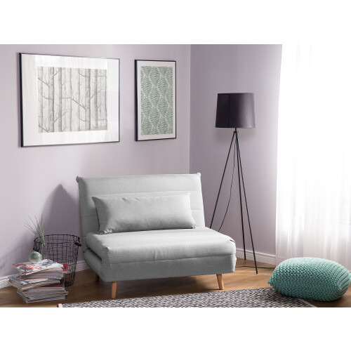 Beliani Single Sofa Bed SETTEN Fabric Light Grey 1