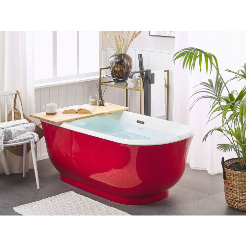 Beliani Freestanding Bathtub TESORO 1700 x 770 mm Red 1