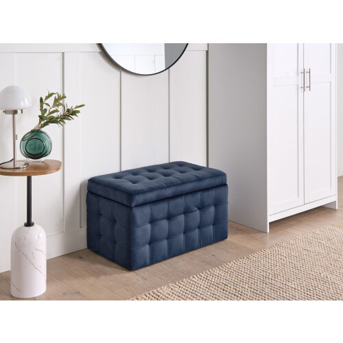 Beliani Storage Ottoman MICHIGAN Velvet Dark Blue 1