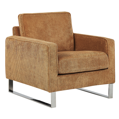 Beliani Armchair VIND Corduroy Light Brown 2