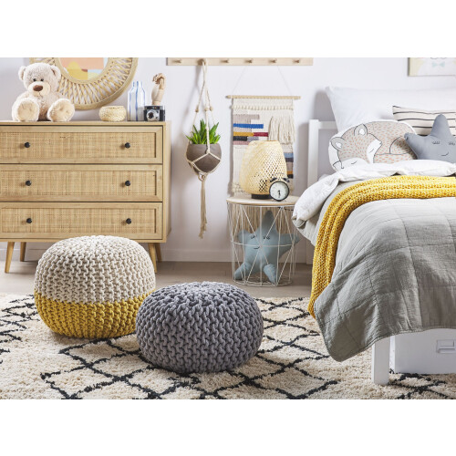 Beliani Pouffe CONRAD Cotton Grey 1