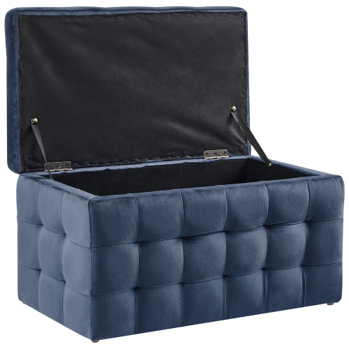 Beliani Storage Ottoman MICHIGAN Velvet Dark Blue 2