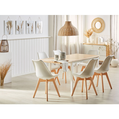 Beliani Extending Dining Table LOUISIANA Light Brown 120/160 cm 75 cm Wood 1