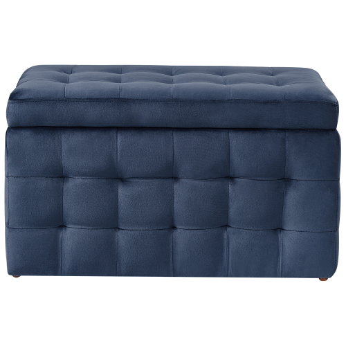 Beliani Storage Ottoman MICHIGAN Velvet Dark Blue 1