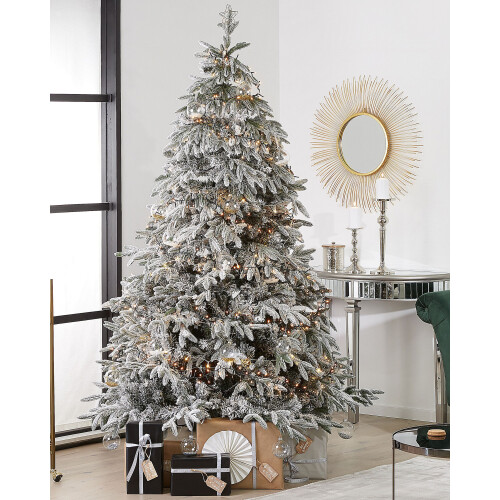 Beliani Artificial Snowy Christmas Tree BASSIE 210 cm White 1