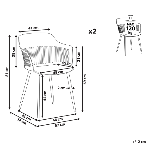 Beliani Set of 2 Dining Chairs BERECA Black 2