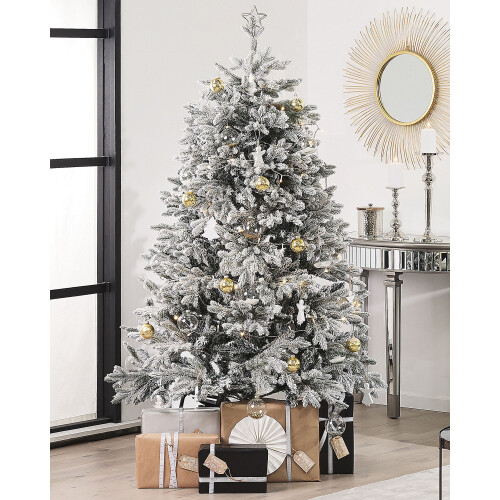 Beliani Artificial Snowy Christmas Tree FORAKER 180 cm White 1