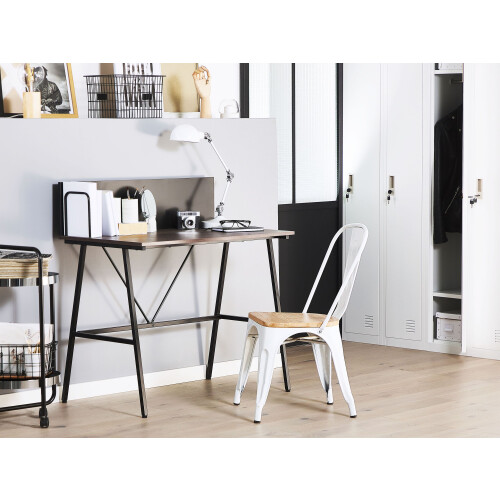 Beliani Home Office Desk HASTINGS 100 cm 52 cm Brown/ Black 1
