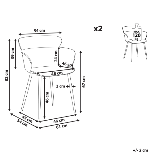 Beliani Set of 2 Dining Chairs SUMKLEY Black 2