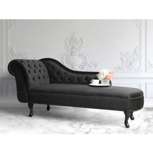 Beliani Left-Hand Chaise Longue NIMES Velvet Black 1