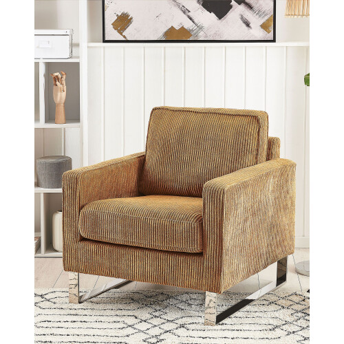 Beliani Armchair VIND Corduroy Light Brown 1