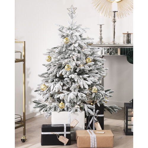 Beliani Artificial Snowy Christmas Tree BASSIE 120 cm White 1