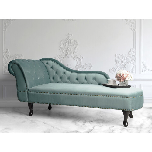 Beliani Left-Hand Chaise Longue NIMES Velvet Mint Green 2