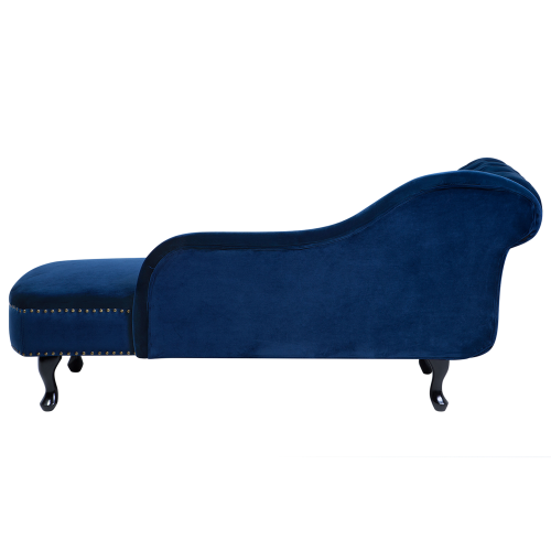 Beliani Left-Hand Chaise Longue NIMES Velvet Navy Blue 1