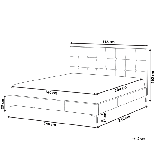 Beliani Bed Velvet AMBERT 140 x 200 cm (EU Double) Grey 2