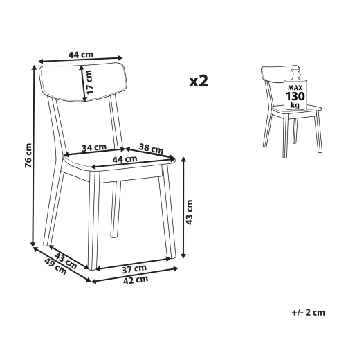 Beliani Set of 2 Dining Chairs SANTOS White 2