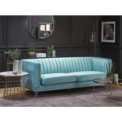 Beliani Sofa 3 Seater ARVIKA Velvet Light Blue 1