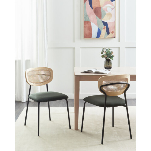 Beliani Set of 2 Dining Chairs MAYETTA Metal Dark Green 1