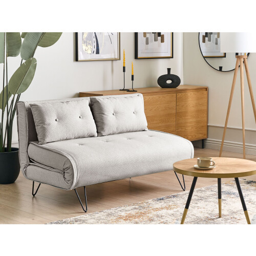 Beliani Sofa Bed 2 Seater VESTFOLD Fabric Light Grey 1