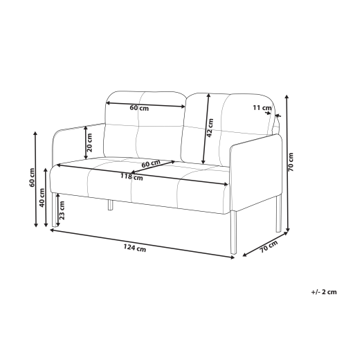 Beliani Sofa 2 Seater LAHTI Fabric Light Brown 2