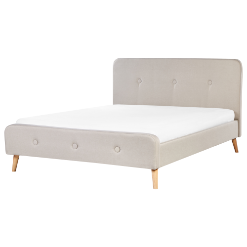 Beliani Bed Fabric RENNES 160 x 200 cm (EU King Size) Light Beige