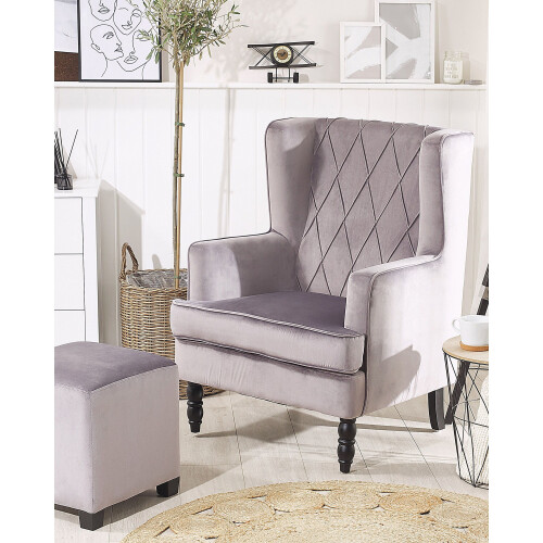 Beliani Armchair SANDSET Velvet Grey 1