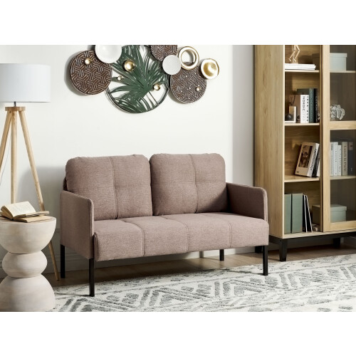 Beliani Sofa 2 Seater LAHTI Fabric Light Brown 1
