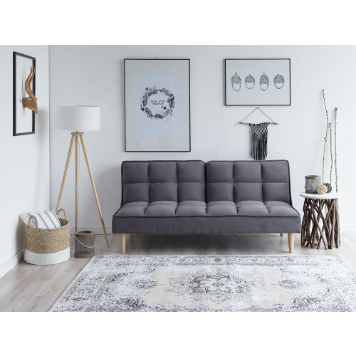 Beliani Sofa Bed 3 Seater SILJAN Fabric Dark Grey 1