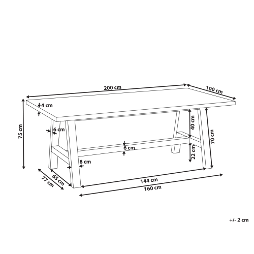 Beliani Garden Dining Table TONNARE 200 cm 100 cm Concrete Grey 2