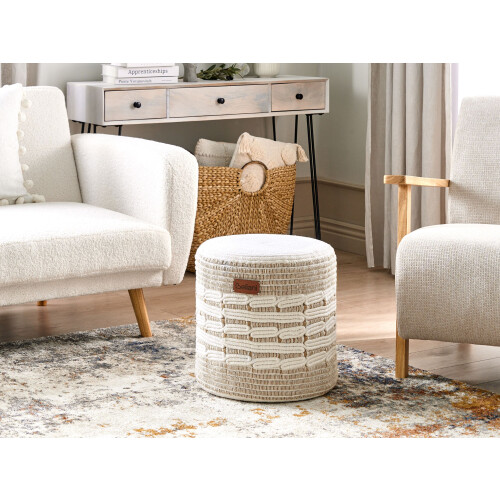 Beliani Pouffe ABTIN Jute White 1