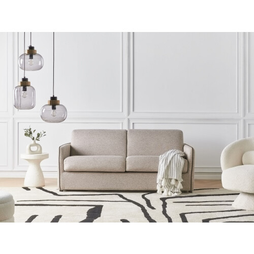 Beliani Sofa Bed 2 Seater ISHOJ Fabric Light Brown 1