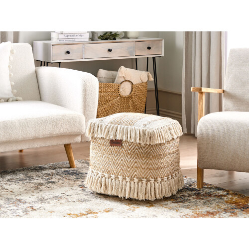 Beliani Pouffe ALUPOLA Jute Beige 1