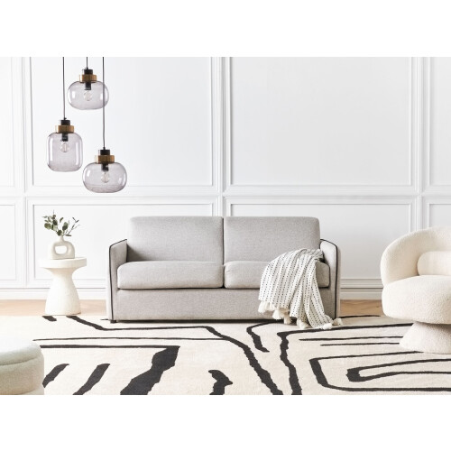Beliani Sofa Bed 2 Seater ISHOJ Fabric Light Grey 1