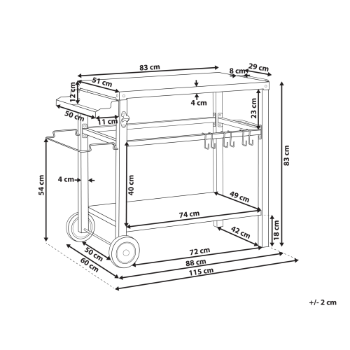 Beliani Garden Serving Trolley SPIAZZI Black Metal 2