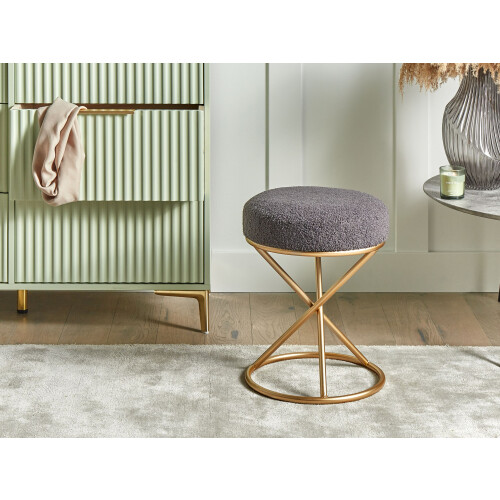 Beliani Footstool PRESHO Boucle Grey 1
